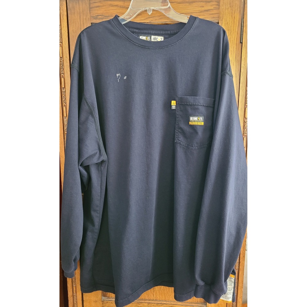 Berne FR Flame Resistant Pocket T-Shirt Mens 2XL HRC 2 FRK11NV Long Slv